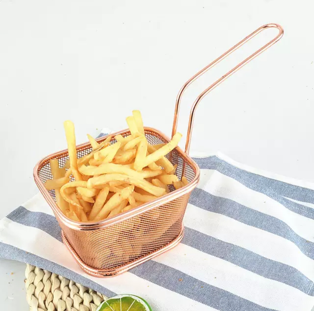 French fries basket stainless steel bronze color